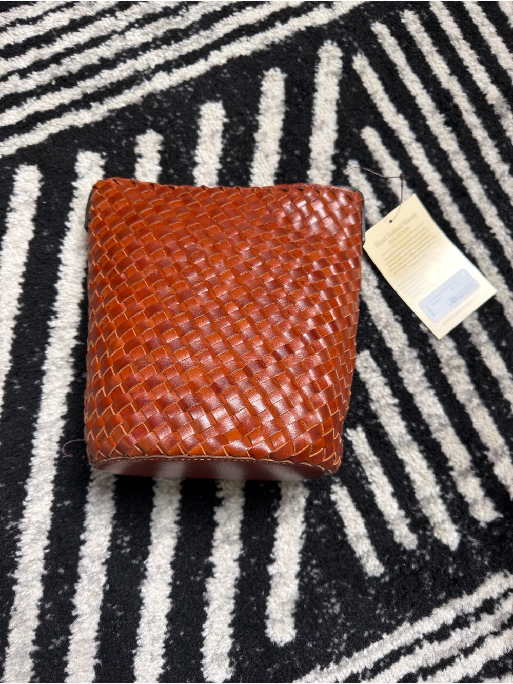 Woven Leather Crossbody Bag in Cognac Brown - Picture 1 of 3
